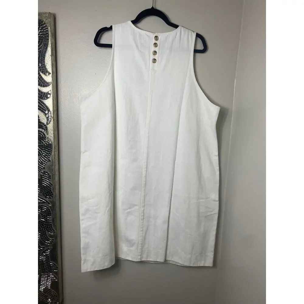 NWT J. CREW DRESS 20 WHITE DENIM COASTAL RESORT VACATION MINIMALIST CASUAL